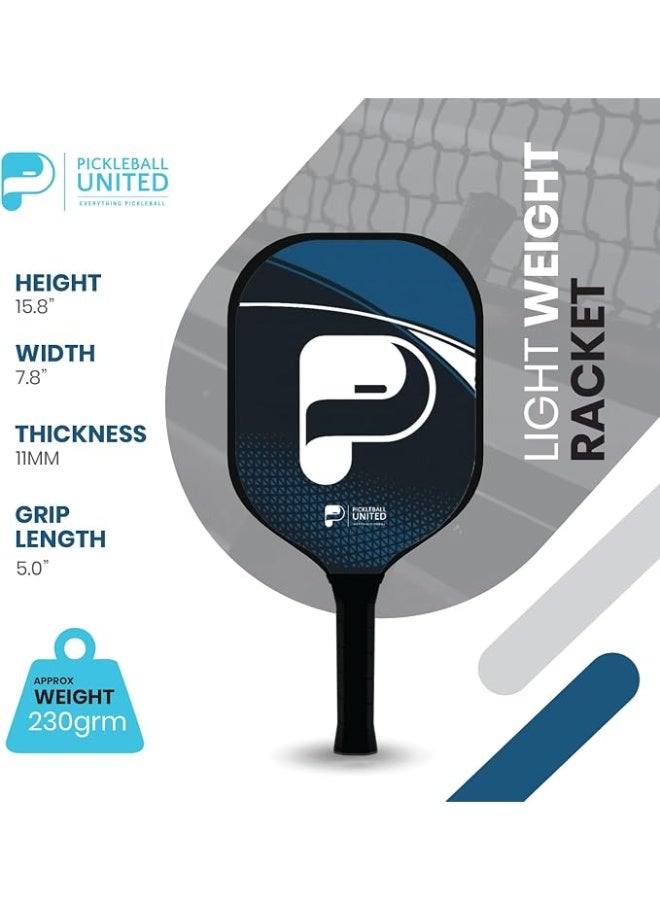 Pickleball United مضرب بيكلبول فري دوم خفيف الوزن من الألياف الزجاجية مع قبضة مبطنة ونواة قرص العسل - Image 4