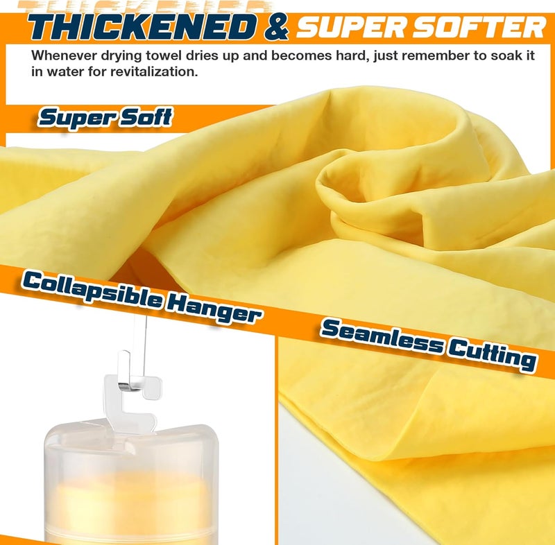 Idemeet 2 Pack Absorbent Car Drying Towel, 26"x17" Chamois Cloth Shammy Towel, Yellow & Blue - Image 4