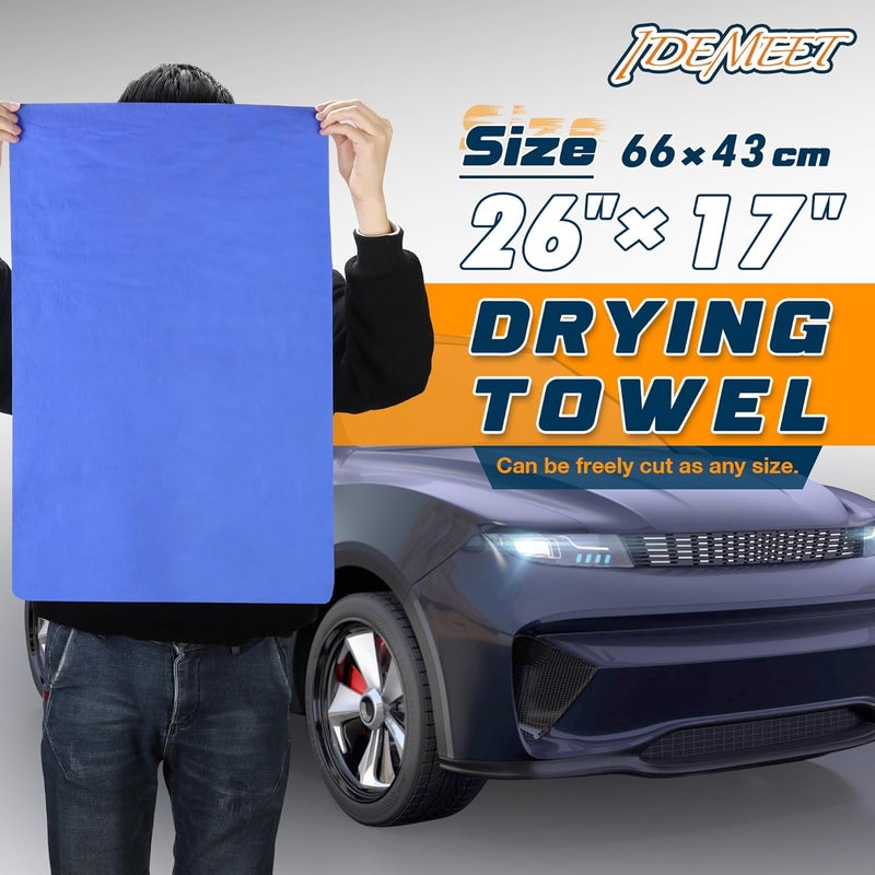 Idemeet 2 Pack Absorbent Car Drying Towel, 26"x17" Chamois Cloth Shammy Towel, Yellow & Blue - Image 5