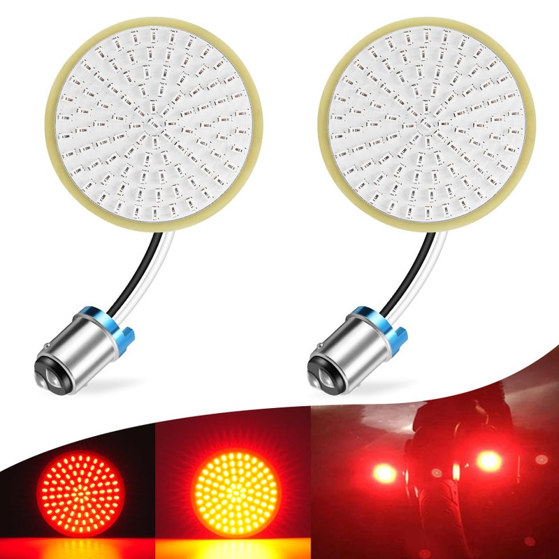 LivTee Extremely Bright Flashing Strobe Blinking Brake Stop Tail LED Lights Panel with 1157 Base Compatible with Harley Dyna Street Glide Road King, Brilliant Red