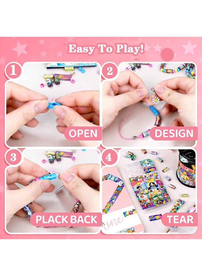 Sticker Jewelry Set,Kids Sticky Rolls Wearable Shared Sticker Jewelry Set,Includes 160 Reusable Mini Stickers and 2 Random Tags;DIY Bracelet & Necklace Gift Set Suitable for Children Aged 5 and Above - Image 5