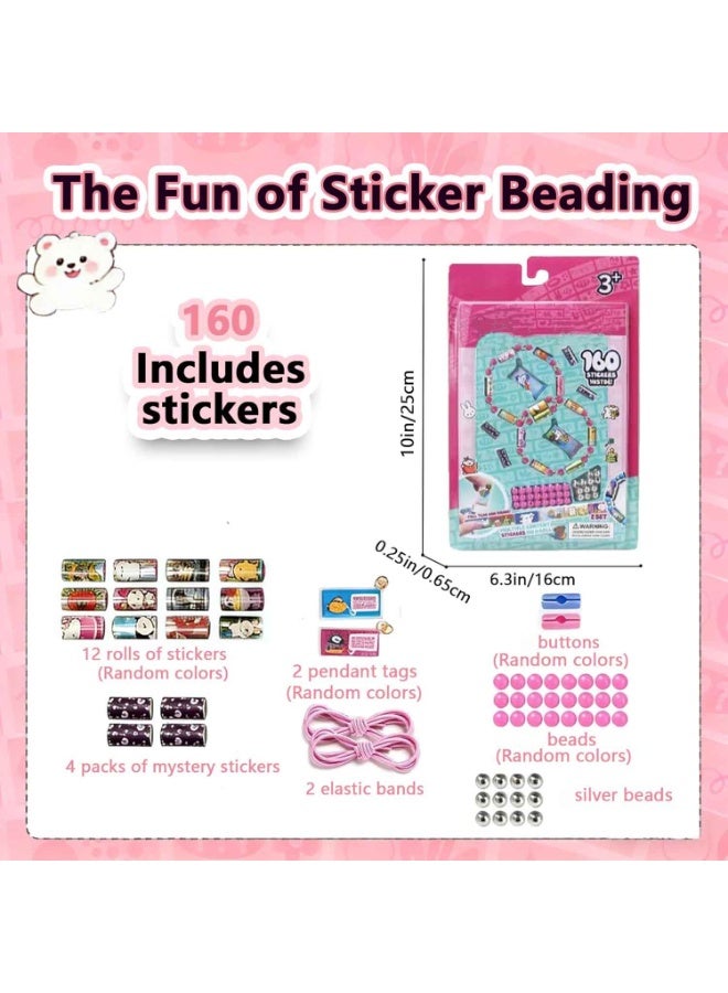 Sticker Jewelry Set,Kids Sticky Rolls Wearable Shared Sticker Jewelry Set,Includes 160 Reusable Mini Stickers and 2 Random Tags;DIY Bracelet & Necklace Gift Set Suitable for Children Aged 5 and Above - Image 4