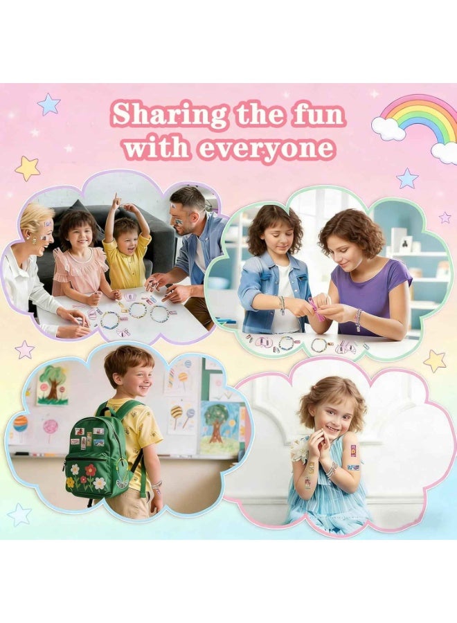 Sticker Jewelry Set,Kids Sticky Rolls Wearable Shared Sticker Jewelry Set,Includes 160 Reusable Mini Stickers and 2 Random Tags;DIY Bracelet & Necklace Gift Set Suitable for Children Aged 5 and Above - Image 3