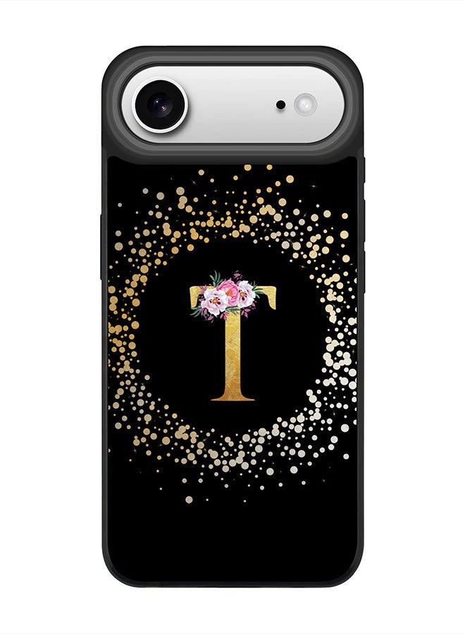 Stylizedd iPhone Air Case, [Compatible with MagSafe] Slim Magnetic cover Phone Case iPhone Air -Custom Monogram Floral - T ( Black ) - Image 1