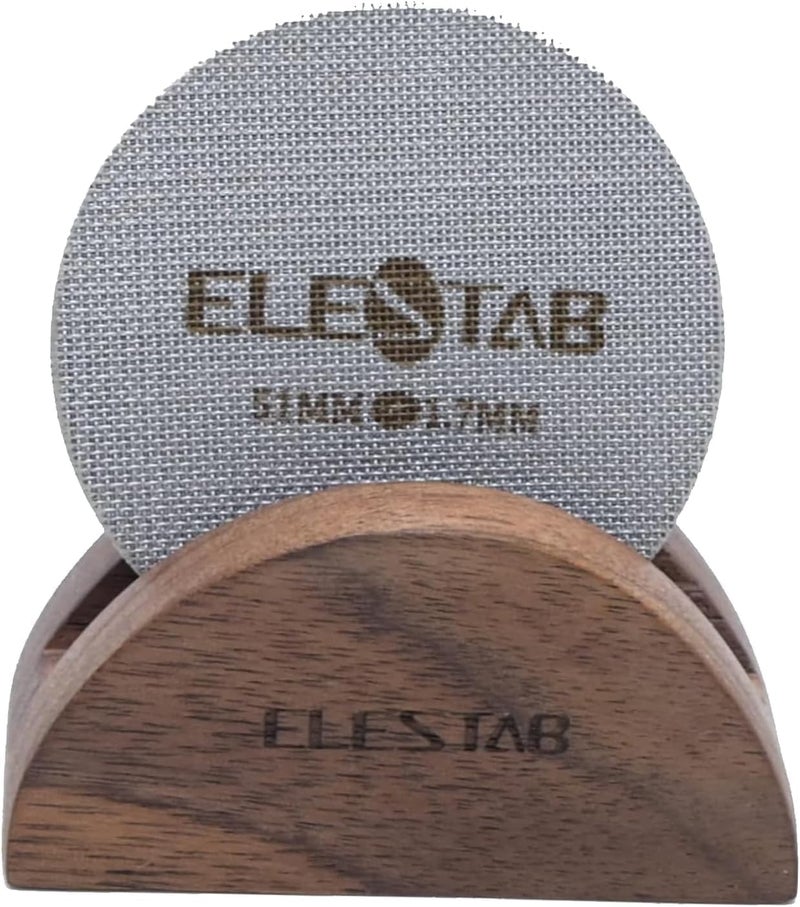 ELESTAB شاشة قرص مقاس 53.3 مم مع حامل لآلة الإسبرسو بريفيل مع سلة فلتر البورتافلتر مقاس 54 مم | للحفاظ على نظافة شاشة الدش | شاشة فلتر قهوة قابلة لإعادة الاستخدام من الفولاذ المقاوم للصدأ 316 بفتحات 150 ميكرون مع حامل - Image 1