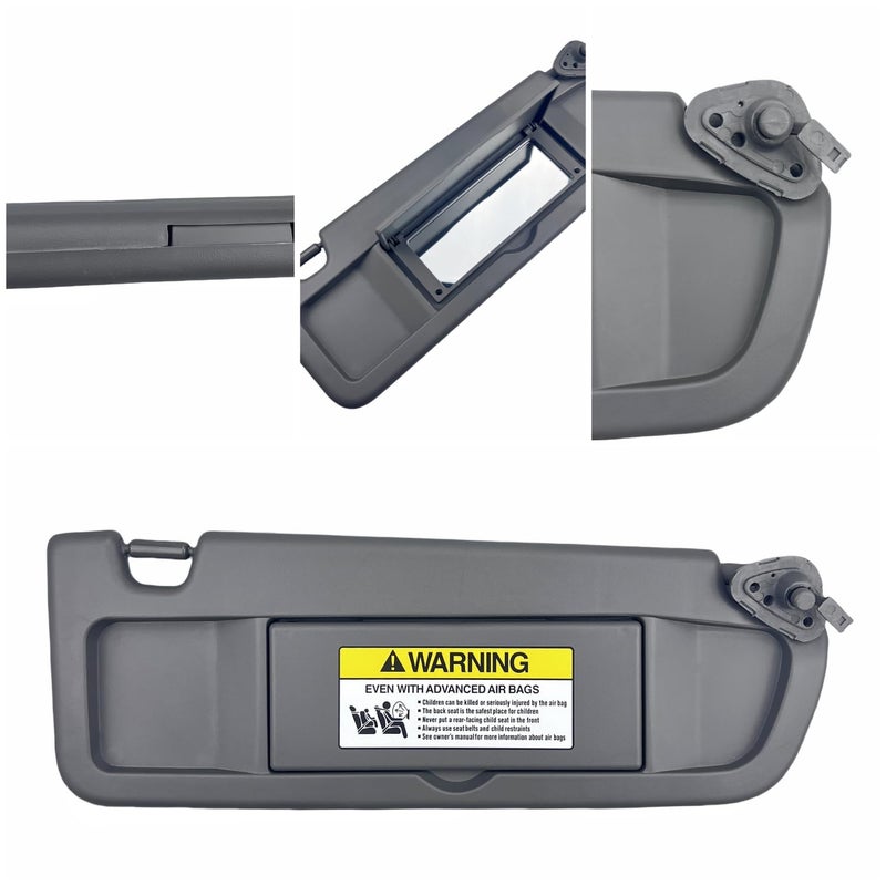 GlymXia Pair of Left and Right Sun Visors with Clips and Screws for Honda Civic 2006 2007 2008 2009 2010 2011 Interior Sun Visor Replacement (Dark Gray) - Image 3