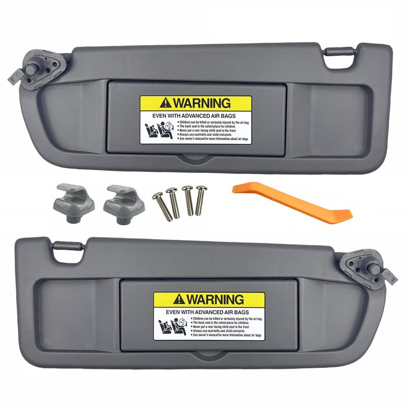 GlymXia Pair of Left and Right Sun Visors with Clips and Screws for Honda Civic 2006 2007 2008 2009 2010 2011 Interior Sun Visor Replacement (Dark Gray) - Image 1