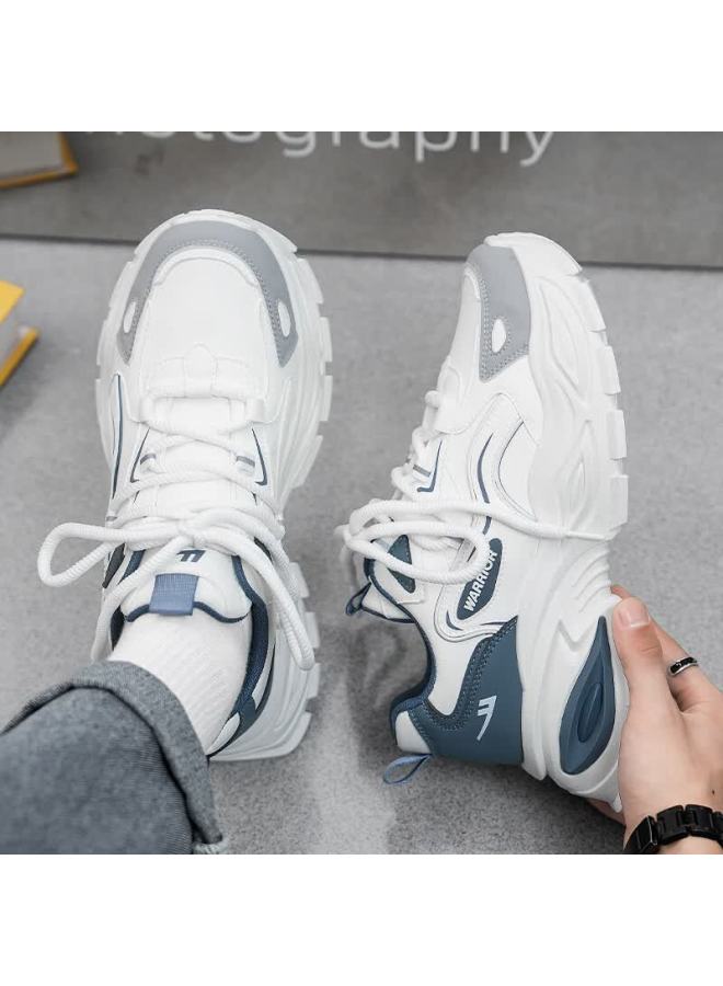 Pull Back Warrior Men's Dad Sneakers Spring New Thick Sole Height Increasing Casual Shoes Wxy5316 Beige Deep Blue Size 40 - Image 5