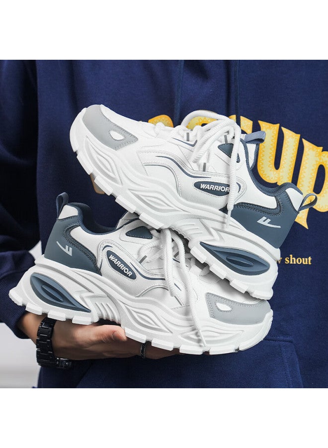 Pull Back Warrior Men's Dad Sneakers Spring New Thick Sole Height Increasing Casual Shoes Wxy5316 Beige Deep Blue Size 40 - Image 4