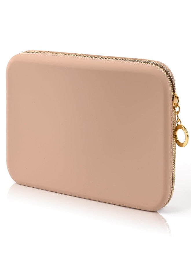 Sakolla Zipper Makeup Brushes Bag For Travel, Make Up Brushes Pouch Case for Makeup Tools, Large Silicone Makeup Brush Holder for Daily Work (Khaki) - Image 1