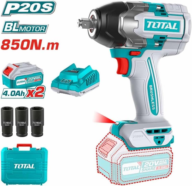 Total 1/2 Inch Impact Wrench with 2 Batteries - Image 2
