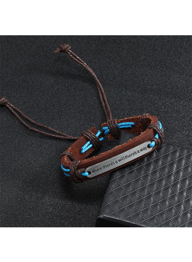 بيوند سوار من جلد البقر، سوار سحب حبل أصلي للرجال (بني) - Image 5