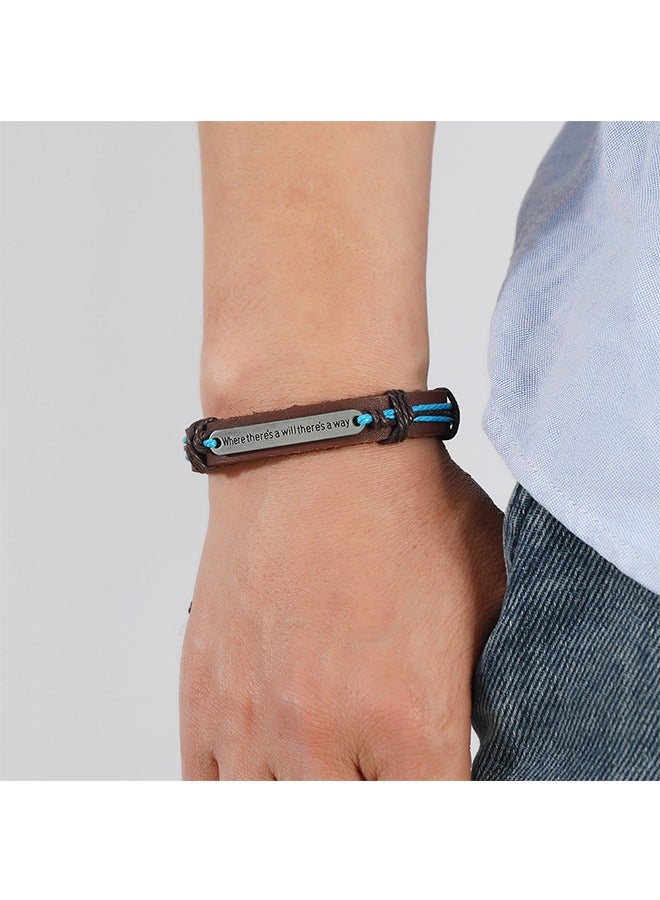 بيوند سوار من جلد البقر، سوار سحب حبل أصلي للرجال (بني) - Image 3