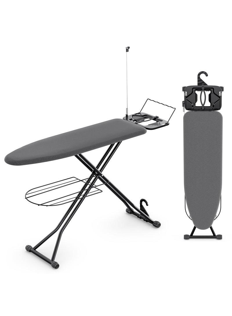 Arabest Ironing Board, Compact Iron Board Full Size with Extra Thick Cover, 7 Adjustable Heights Stand with Hanger and Iron Rest, Large Heavy Duty Ironing Board with Storage Tray, 13x43 Black - Image 1