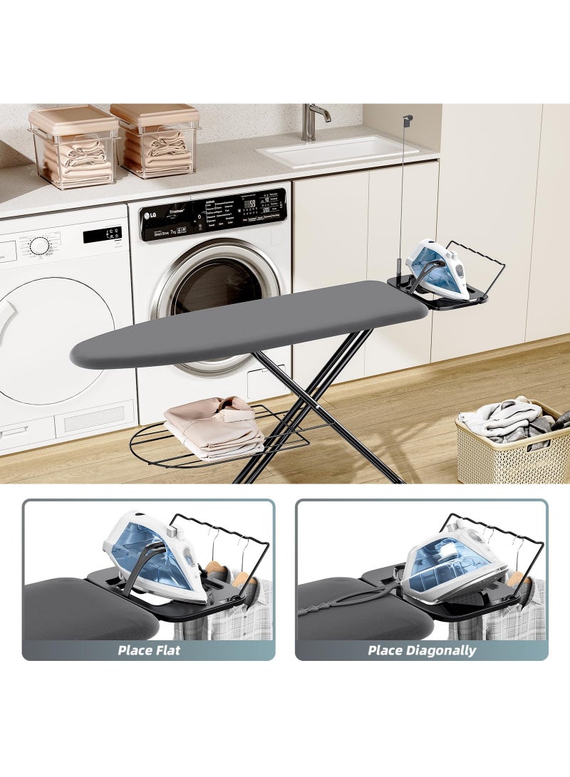 Arabest Ironing Board, Compact Iron Board Full Size with Extra Thick Cover, 7 Adjustable Heights Stand with Hanger and Iron Rest, Large Heavy Duty Ironing Board with Storage Tray, 13x43 Black - Image 5