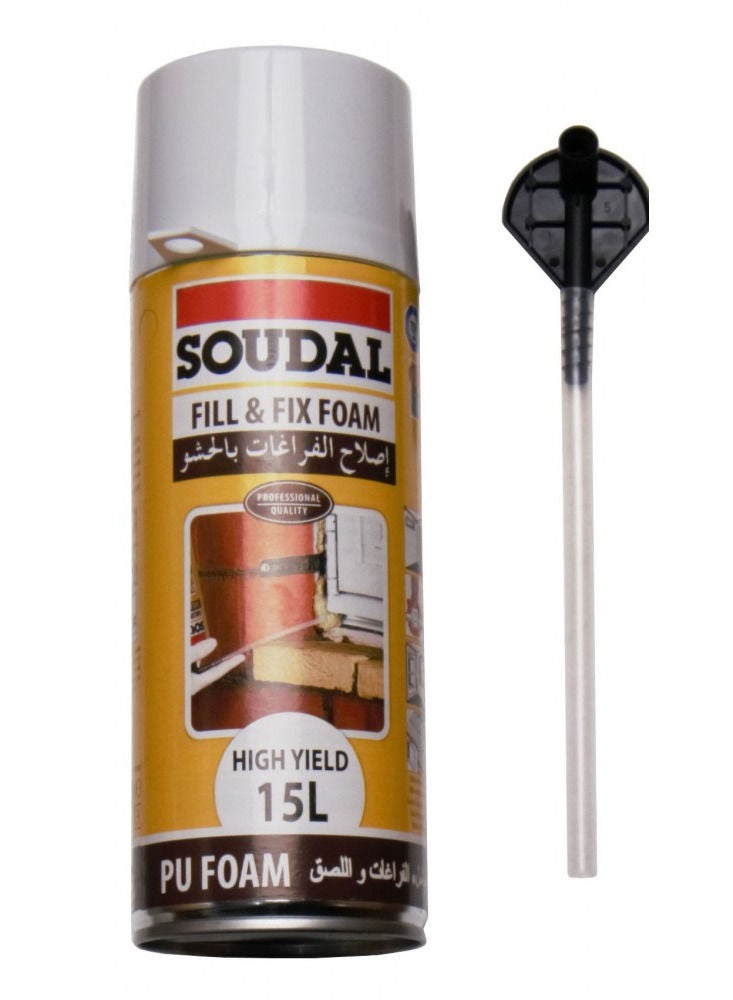 Soudal Fill & Fix PU Expanding Foam 300ml Aerosol Can for Gap Filling, Insulation & Sealing - Image 1