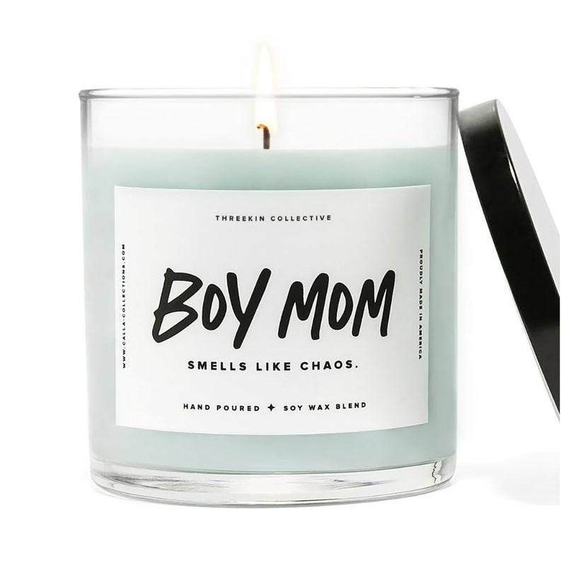 ThreeKin Collective ThreeKin Scented Candles for Boy Mom, Natural Soy Wax Candles for Home, Relaxing Aromatherapy for Moms, Driftwood Essential Oils with a Hint of Chaos, Long Lasting Candle Burns for 75 Hours - Image 3