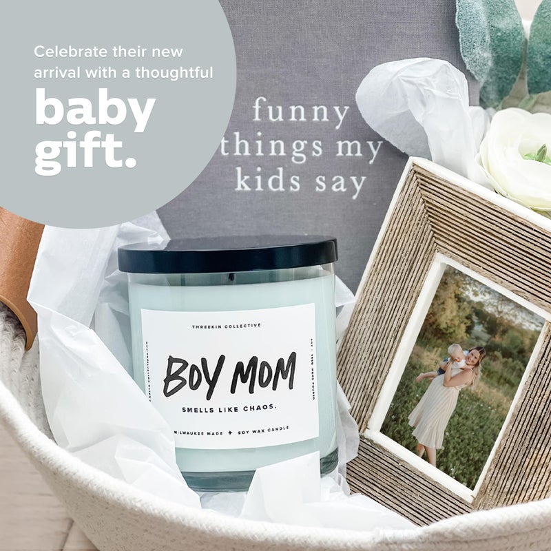 ThreeKin Collective ThreeKin Scented Candles for Boy Mom, Natural Soy Wax Candles for Home, Relaxing Aromatherapy for Moms, Driftwood Essential Oils with a Hint of Chaos, Long Lasting Candle Burns for 75 Hours - Image 5