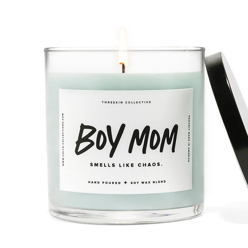ThreeKin Collective ThreeKin Scented Candles for Boy Mom, Natural Soy Wax Candles for Home, Relaxing Aromatherapy for Moms, Driftwood Essential Oils with a Hint of Chaos, Long Lasting Candle Burns for 75 Hours - Image 2
