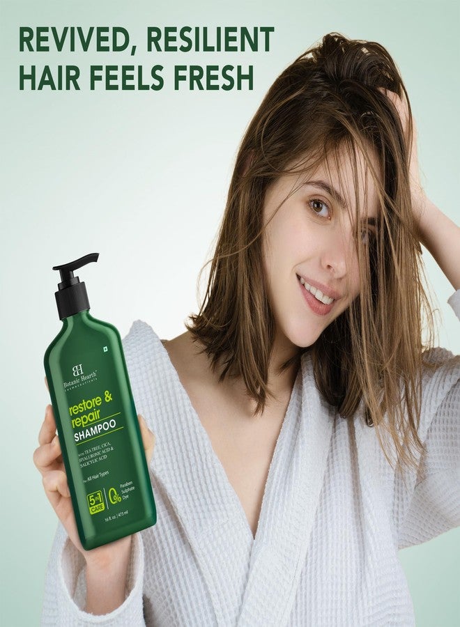 Botanic Hearth Restore & Repair Shampoo - With Tea Tree, Cica, Hyaluronic Acid & Salicylic Acid - Paraben & Sulfate Free - 5-in-1 Care for All Hair Types - 16 fl. oz - Image 5