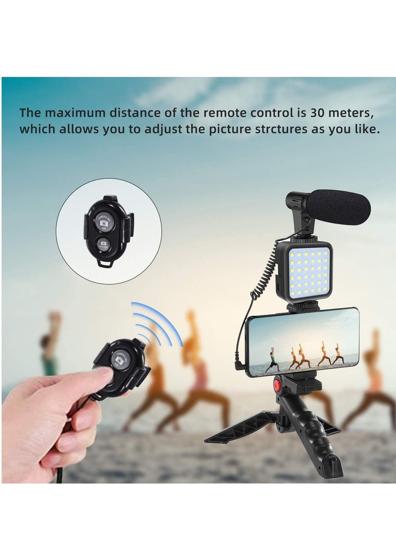 Phone Planet Smartphone Vlogging Tripod Kit With Fill Light, Microphone, And Phone Clip For YouTube/Tiktok/Instagram/Fitness Yoga - Image 3