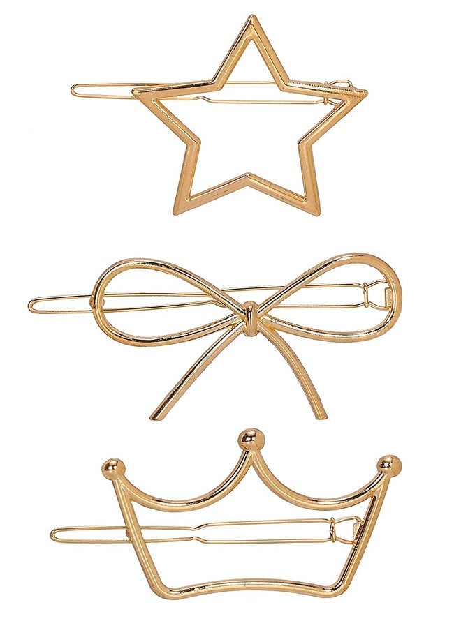 YouBella Jewellery Hair Accessories Golden Crystal Combo of 3 Hair Pin Hair Clip for Girls and Women (Style 1) - Image 1