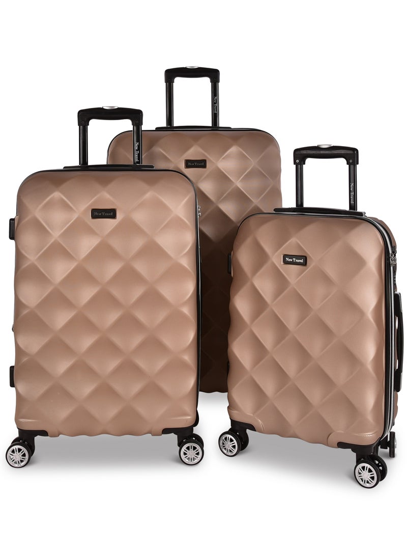 New Travel ABS Luggage Set, Hard Travel Trolley Bag with Carry On Cabin Size, Double 4 Wheels, and Combination Lock, 3 Pieces, 20/24/28, LA430-10/3P