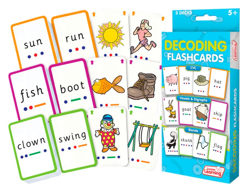 Junior Learning بطاقات فلاش لتعلم التشفير للأطفال، 162 بطاقة، للأعمار 5+، اللغة والتشفير، الصف K-1 - Image 1
