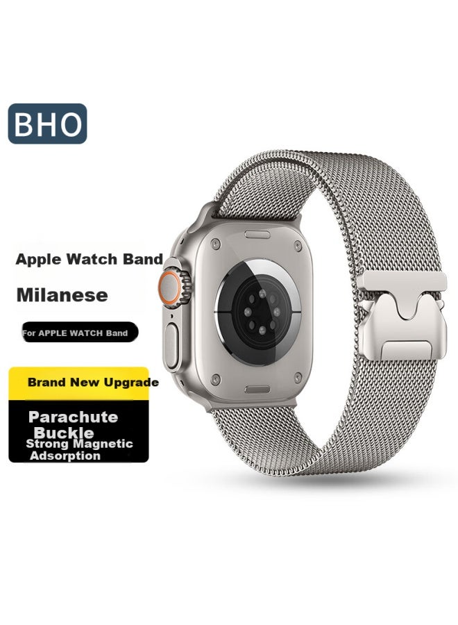 Bho Compatible New Apple Watch S11 Band, Apple Watch Ultra/se3 Milanese Loop, Iwatch S10/9/8/7/6 Magnetic Parachute Buckle Strap - Image 1