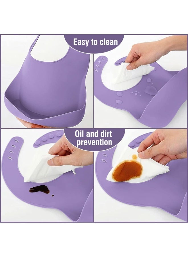 Chicco Complete 8-Piece Food Grade Silicone Baby Feeding Set - Bib, Suction Plate, Training Cup & Self-Feeding Utensils - Image 3