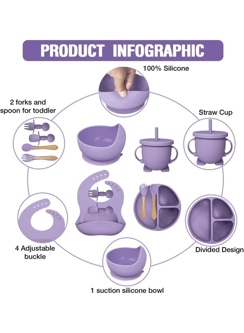 Chicco Complete 8-Piece Food Grade Silicone Baby Feeding Set - Bib, Suction Plate, Training Cup & Self-Feeding Utensils - Image 2