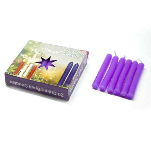 Vrinda® Set of 20-4" Mini Chime Ritual Spell Unscented Taper Candles – Ideal for Chime/Altar/Spell Work (Purple) - Image 3