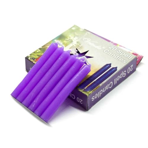Vrinda® Set of 20-4" Mini Chime Ritual Spell Unscented Taper Candles – Ideal for Chime/Altar/Spell Work (Purple) - Image 4
