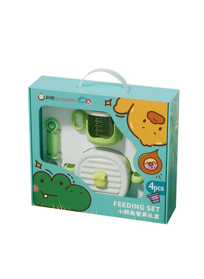 Silicone Baby Feeding Set, 4 Pieces, Including A Bowl With Lid, A Glass With A Straw, A Spoon And A Fork. - Image 3