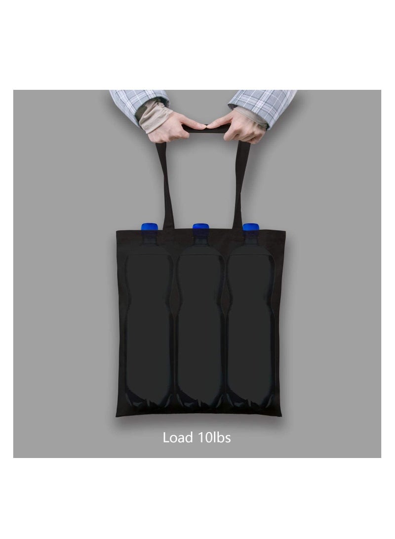 Lightweight Reusable Grocery Shopping Cotton Tote Bags Black