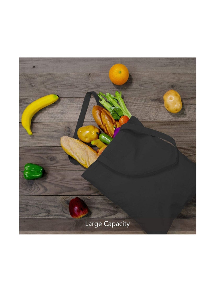 PRINTSHOP4ME Lightweight Reusable Grocery Shopping Cotton Tote Bags Black  - Image 4