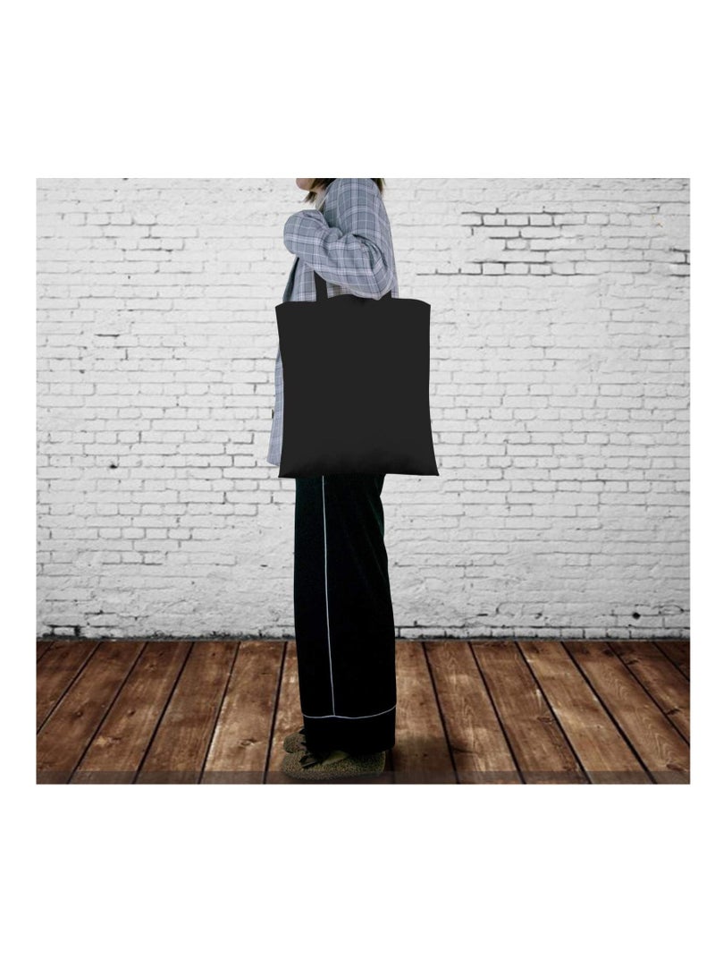 PRINTSHOP4ME Lightweight Reusable Grocery Shopping Cotton Tote Bags Black  - Image 2