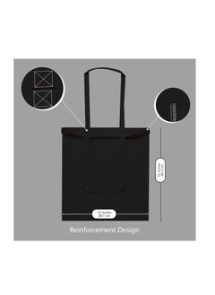 PRINTSHOP4ME Lightweight Reusable Grocery Shopping Cotton Tote Bags Black  - Image 5