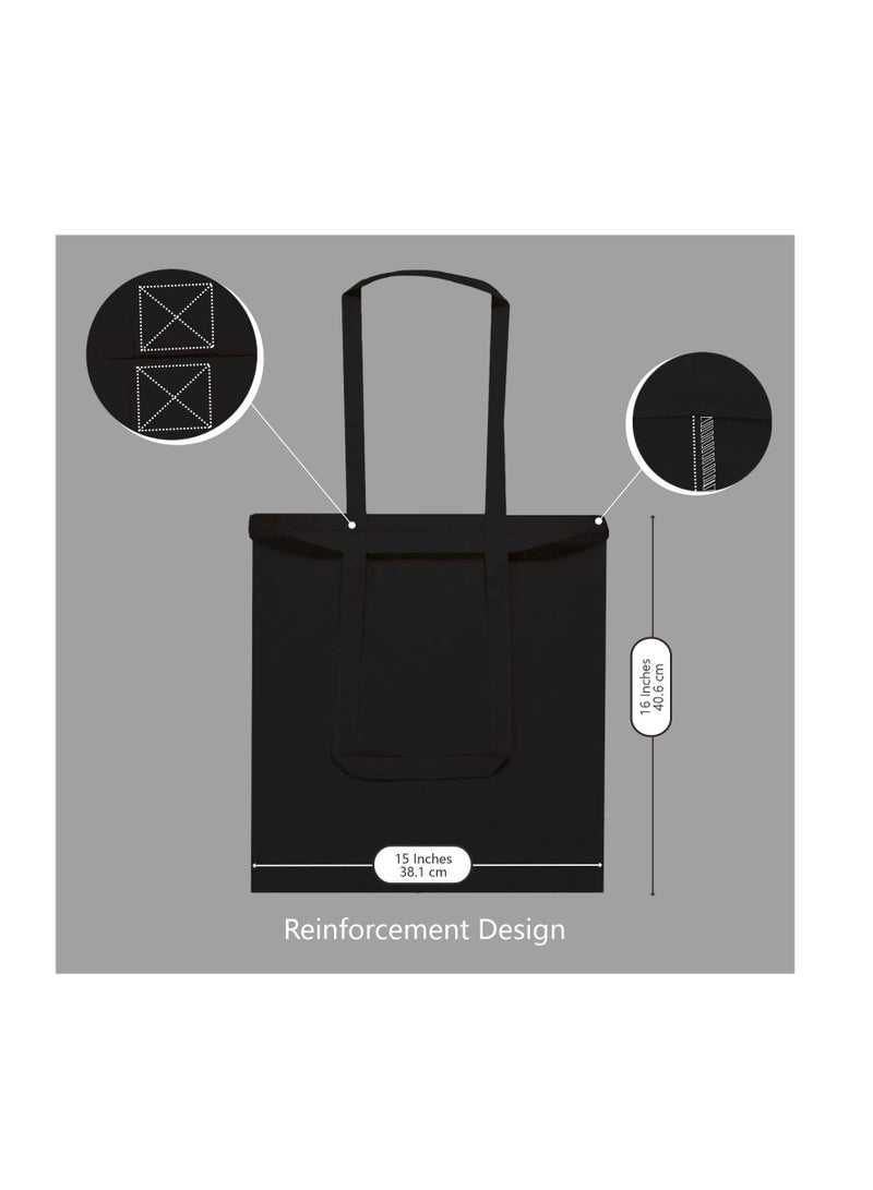 PRINTSHOP4ME Lightweight Reusable Grocery Shopping Cotton Tote Bags Black  - Image 5