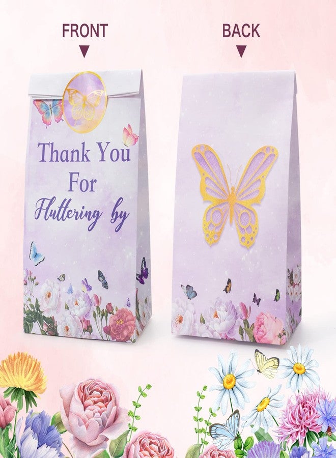 HEJIN Butterfly Candy Bags 30 PCS Gift Bags with Stickers Pink and Purple - Thank you Party Favor Goodie Bag - Medium Butterflies Candy Treat Bags for Girls Kids Birthday Party, Baby Shower, Easter - Image 5