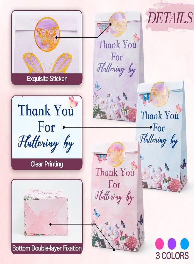 HEJIN Butterfly Candy Bags 30 PCS Gift Bags with Stickers Pink and Purple - Thank you Party Favor Goodie Bag - Medium Butterflies Candy Treat Bags for Girls Kids Birthday Party, Baby Shower, Easter - Image 4