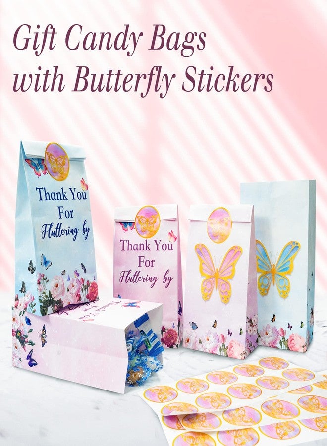 HEJIN Butterfly Candy Bags 30 PCS Gift Bags with Stickers Pink and Purple - Thank you Party Favor Goodie Bag - Medium Butterflies Candy Treat Bags for Girls Kids Birthday Party, Baby Shower, Easter - Image 2
