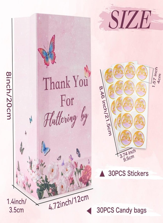 HEJIN Butterfly Candy Bags 30 PCS Gift Bags with Stickers Pink and Purple - Thank you Party Favor Goodie Bag - Medium Butterflies Candy Treat Bags for Girls Kids Birthday Party, Baby Shower, Easter - Image 3