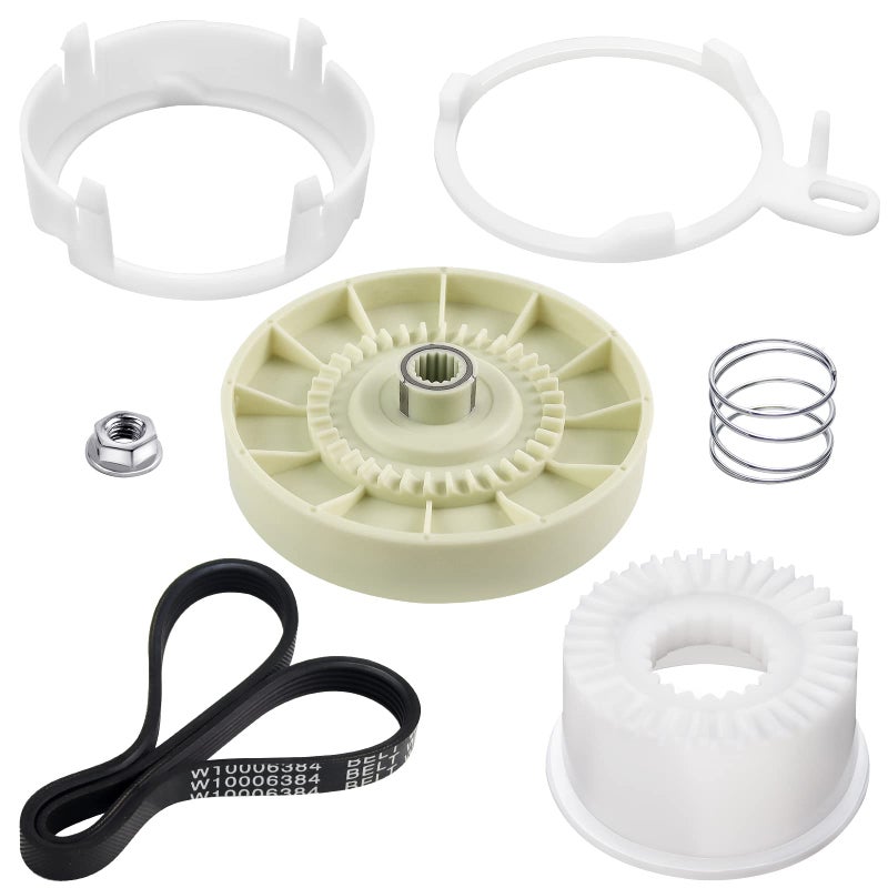 W10721967 Washer Pulley Clutch Kit W10006384 Drive Belt by Techecook Compatible for Whirlpool Kenmore Maytag washing machine Replaces PS10057144 W10006354 W10006356 W10239973 WTW5000DW1 MVWX655DW1