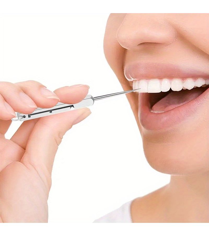 2 Pcs Set Titanium Interdental Toothpicks With Retractable Keychain Holder Heavy Duty Portable Dental Picks Travel Case Included Ergonomic Handle - Image 4