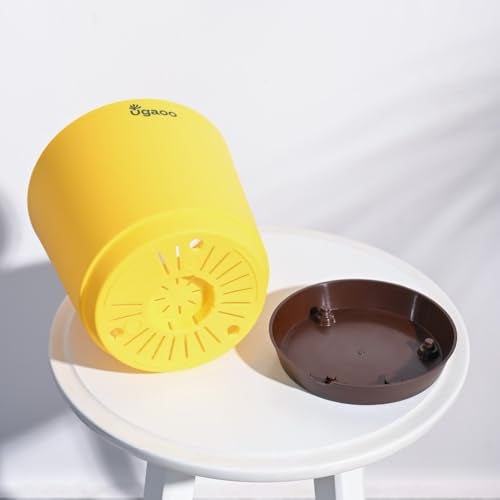 UGAOO 7.5 Inch Krish Self Watering Planter - Set of 5 (Yellow) | Flower Pots for Indoor Plants | Plastic Planter Pots | Decorative Pots for Living Room, Kitchen, Office | Planters for Home Decor - Image 3