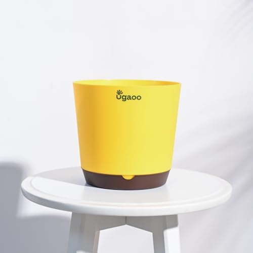 UGAOO 7.5 Inch Krish Self Watering Planter - Set of 5 (Yellow) | Flower Pots for Indoor Plants | Plastic Planter Pots | Decorative Pots for Living Room, Kitchen, Office | Planters for Home Decor - Image 2