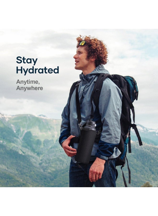 DIYANOO Stainless Steel Water Bottle 40 oz (Cold for 48 Hrs, Hot for 24 Hrs), 1200ml Insulated Water Tumbler Thermo with Straw Lid and Flex Cap (Wide Mouth, Leak Proof, BPA Free), Black - Image 4