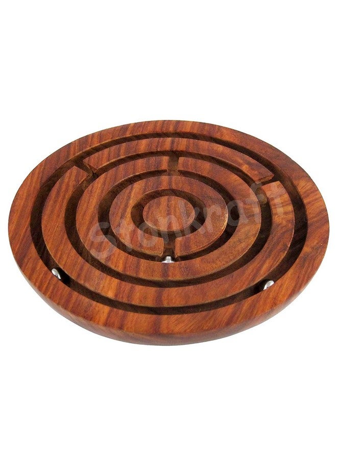 StonKraft 4" inch Handcrafted Wooden Labyrinth Board Game Ball in a Maze Puzzle Toys - Indoor Puzzle Game Gifts for Kids | Boys | Girls (Wooden) - Image 2