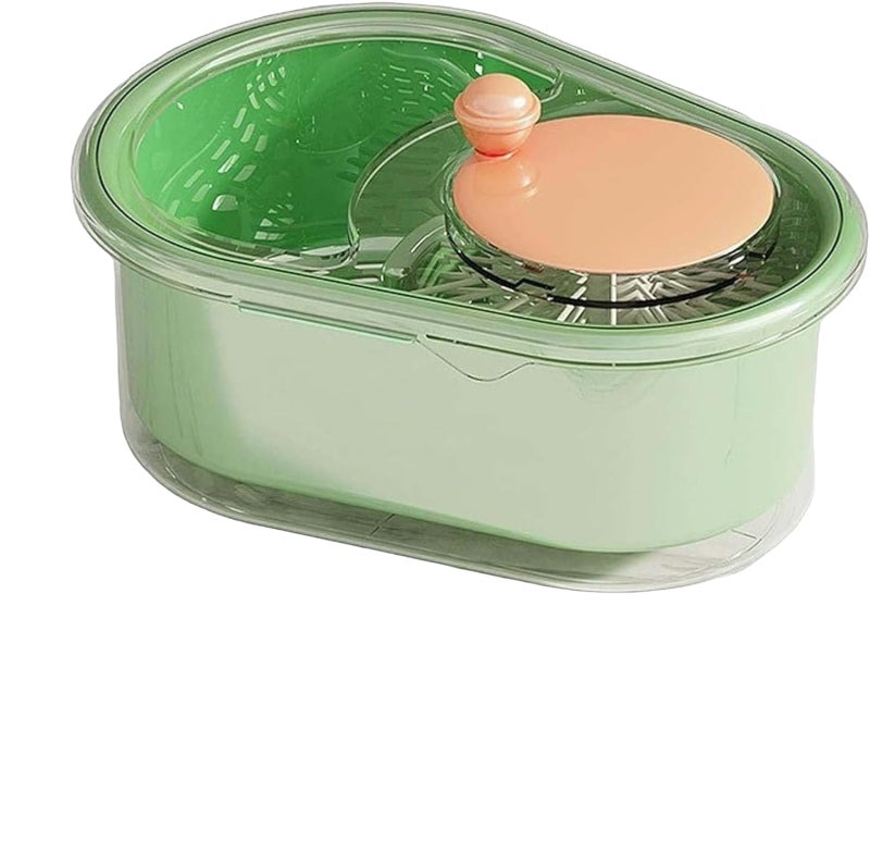 Fruit Cleaner Spinner 32x24x14cm Green Food-Grade ABS Split Design - 720° Gentle Nylon Brush Self-Draining System for Home Kitchen Manual Crank Operation - Image 1